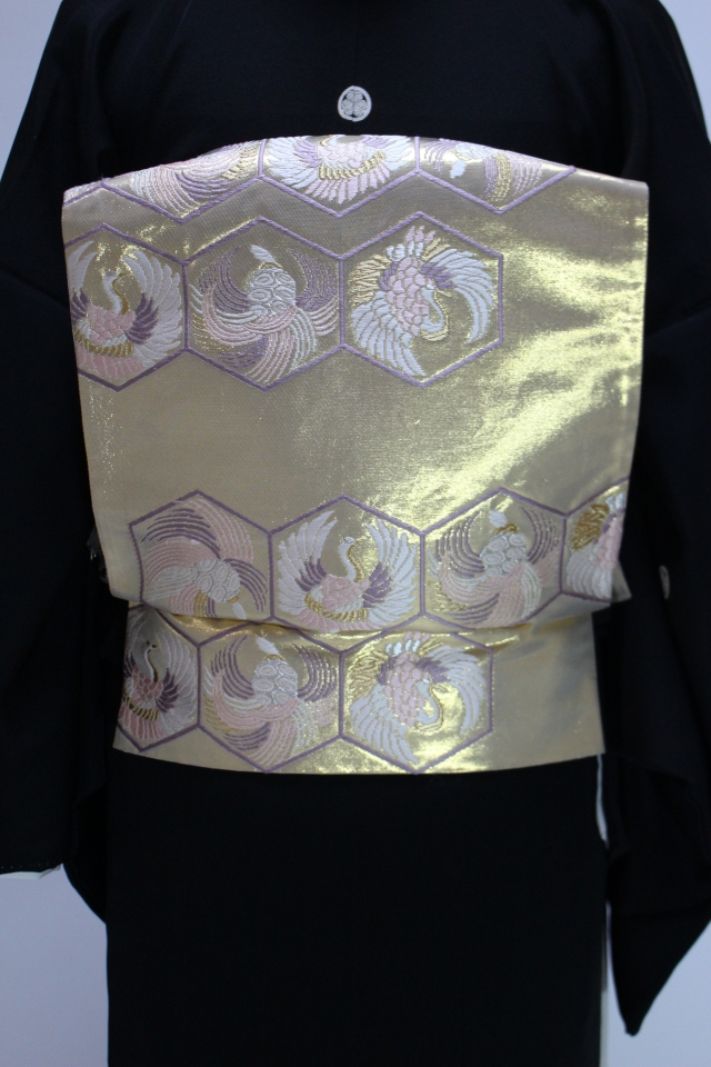 芦屋出張着付け帯単品レンタル TO-4　￥15,000   本金箔二十四金　渡文　正絹袋帯