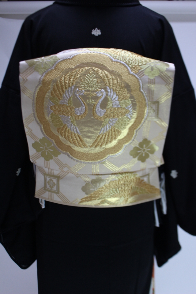西宮出張着付けの帯単品レンタル TO-６　￥15,000   向鶴文　正絹袋帯